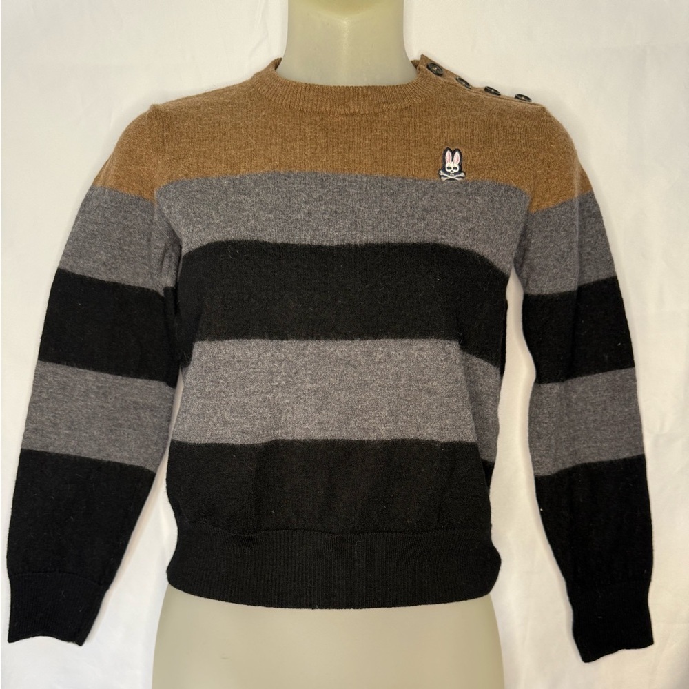 🐰 Psycho Bunny Striped Crewneck Sweater – Size Small 🐰